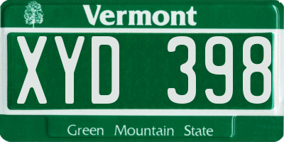 VT license plate XYD398
