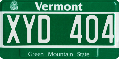 VT license plate XYD404