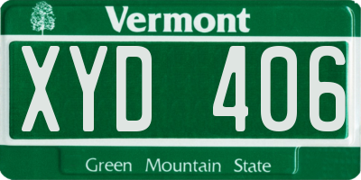 VT license plate XYD406