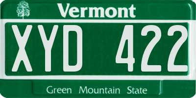 VT license plate XYD422