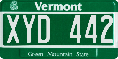 VT license plate XYD442