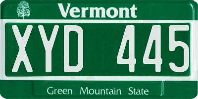 VT license plate XYD445