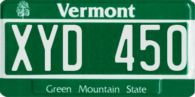 VT license plate XYD450