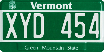 VT license plate XYD454