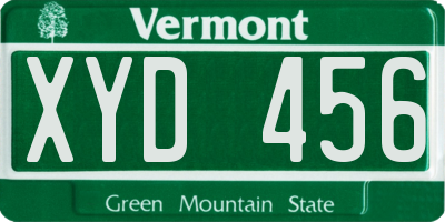 VT license plate XYD456