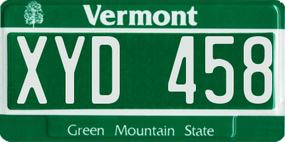 VT license plate XYD458