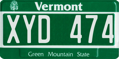VT license plate XYD474