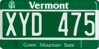 VT license plate XYD475