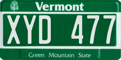VT license plate XYD477