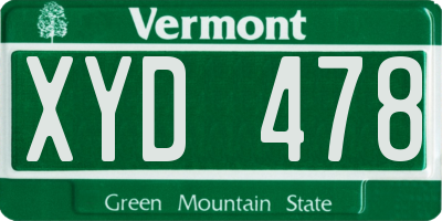 VT license plate XYD478