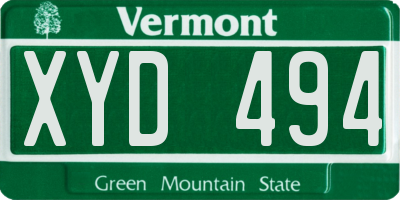 VT license plate XYD494