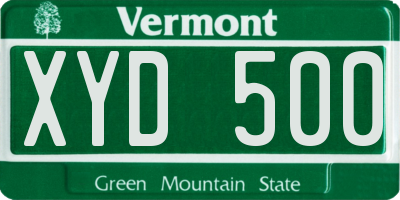 VT license plate XYD500