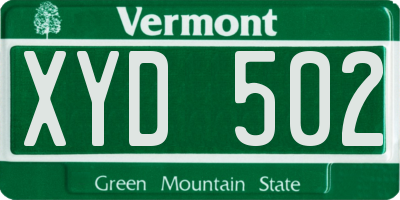 VT license plate XYD502
