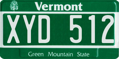 VT license plate XYD512