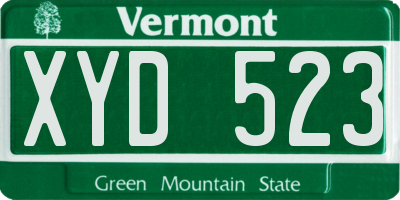 VT license plate XYD523