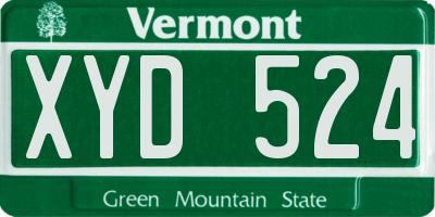 VT license plate XYD524