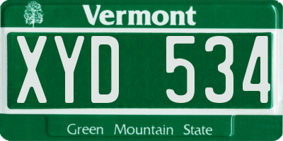 VT license plate XYD534