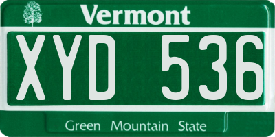 VT license plate XYD536