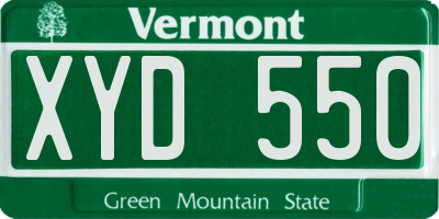VT license plate XYD550