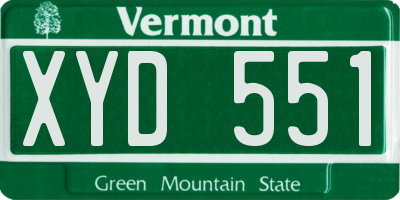 VT license plate XYD551