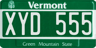 VT license plate XYD555