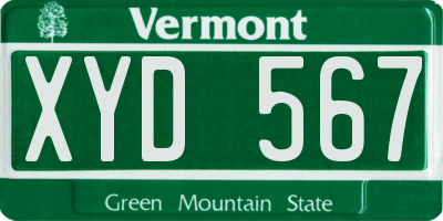 VT license plate XYD567
