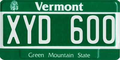 VT license plate XYD600