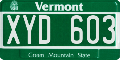 VT license plate XYD603