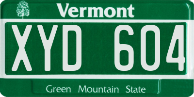 VT license plate XYD604
