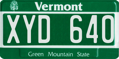 VT license plate XYD640
