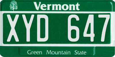 VT license plate XYD647
