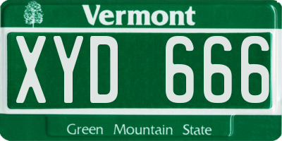 VT license plate XYD666