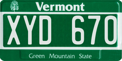 VT license plate XYD670