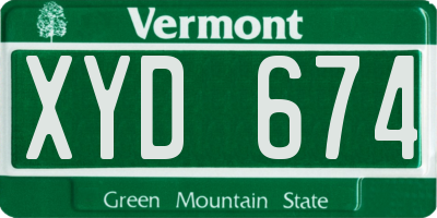 VT license plate XYD674