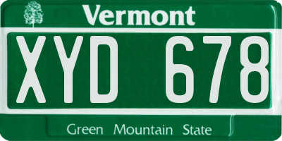 VT license plate XYD678