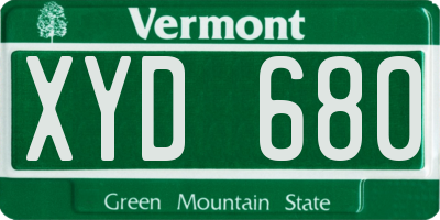 VT license plate XYD680