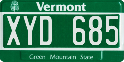 VT license plate XYD685