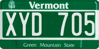 VT license plate XYD705