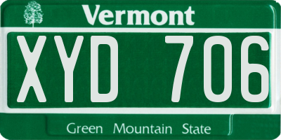 VT license plate XYD706