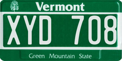 VT license plate XYD708
