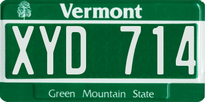 VT license plate XYD714
