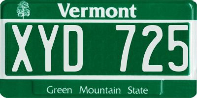 VT license plate XYD725