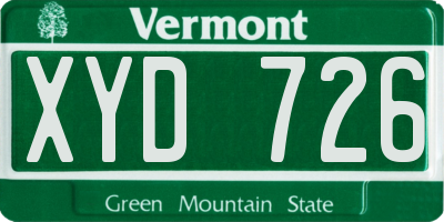 VT license plate XYD726