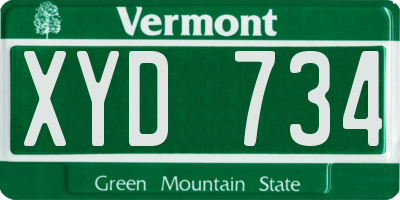 VT license plate XYD734