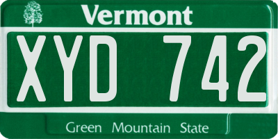 VT license plate XYD742