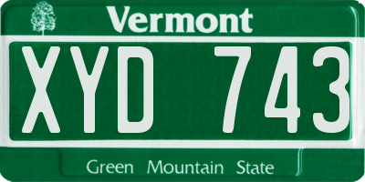 VT license plate XYD743