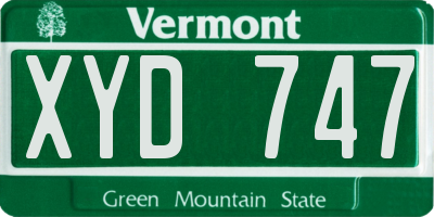 VT license plate XYD747
