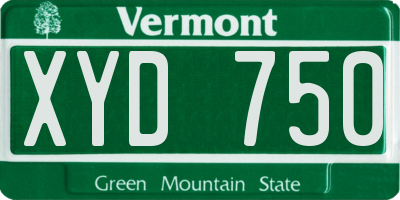 VT license plate XYD750