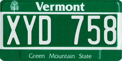 VT license plate XYD758