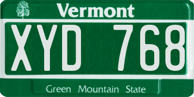 VT license plate XYD768